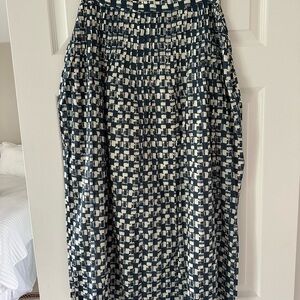 Cleobella mini pleats Navy Blue and White Maxi A-Line Skirt